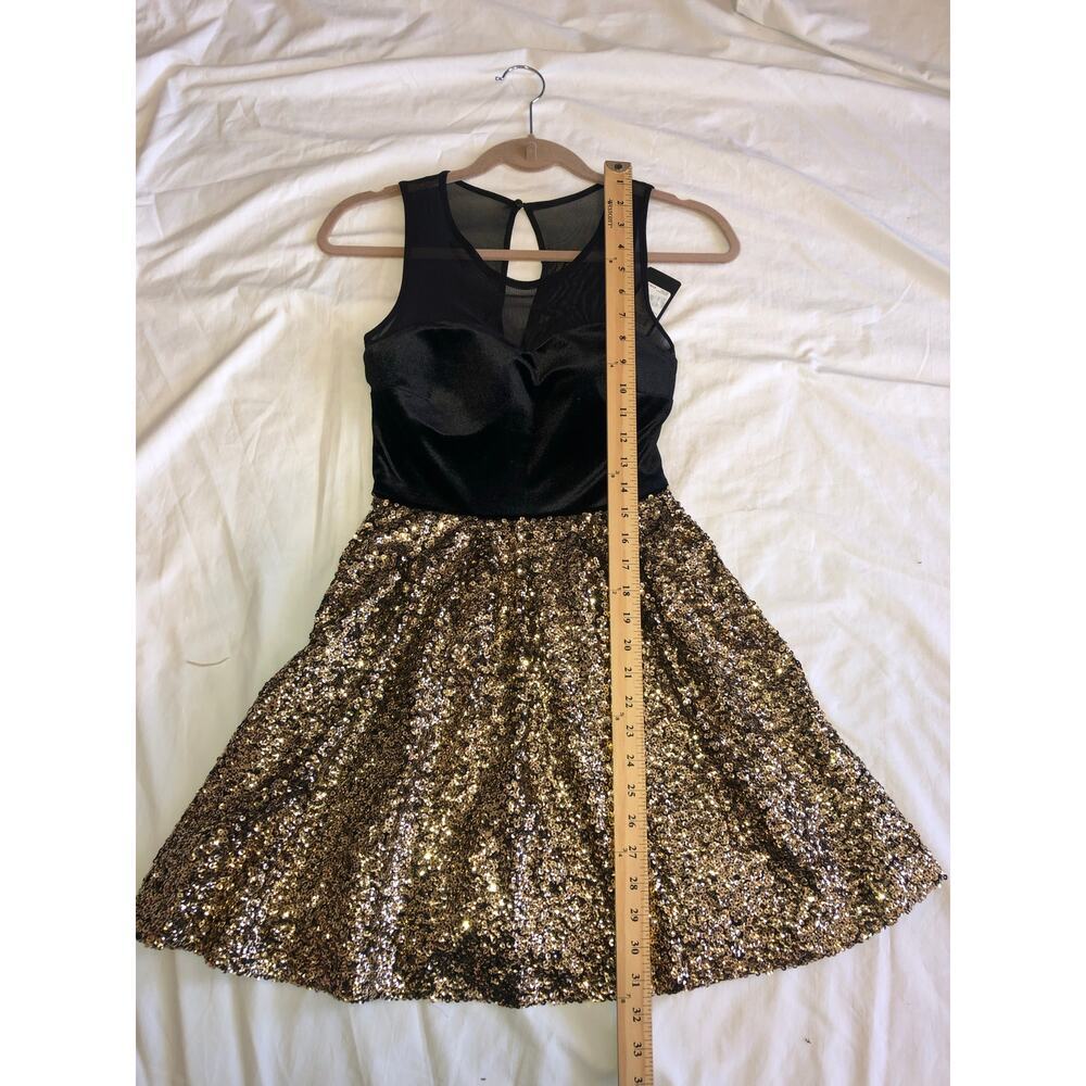 Guess Velvet Sequin Party Dress Size XS Black Gold Mini Glamoratti Indy Sleaze - Picture 8 of 15